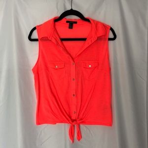 Pink Button Up Sleeveless Top